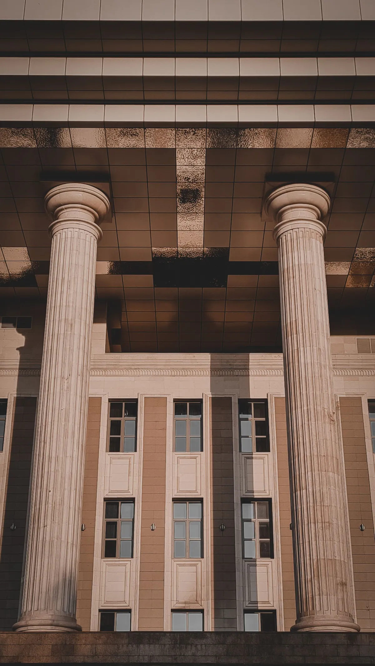 Sandstone columns at the entrance to a courthouse